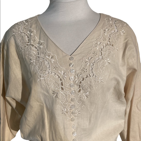 Vintage Together Spiegel Deadstock Linen Button Down Long Sleeve Dress Size 6 - Picture 3 of 12